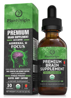 PLANTORIGIN Organic Brain Supplement Liquid Drops for Focus & Memory