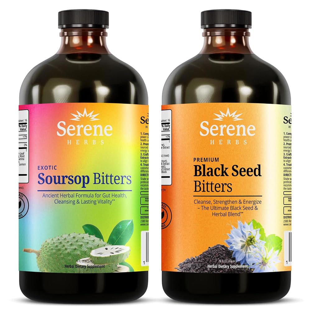 Serene Herbs Soursop Bitters Liquid & Black Seed Bundle