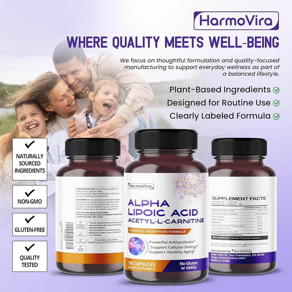 HarmoVira Alpha Lipoic Acid 8-in-1 Formula Cellular Wellness - 180 Capsules - image 8