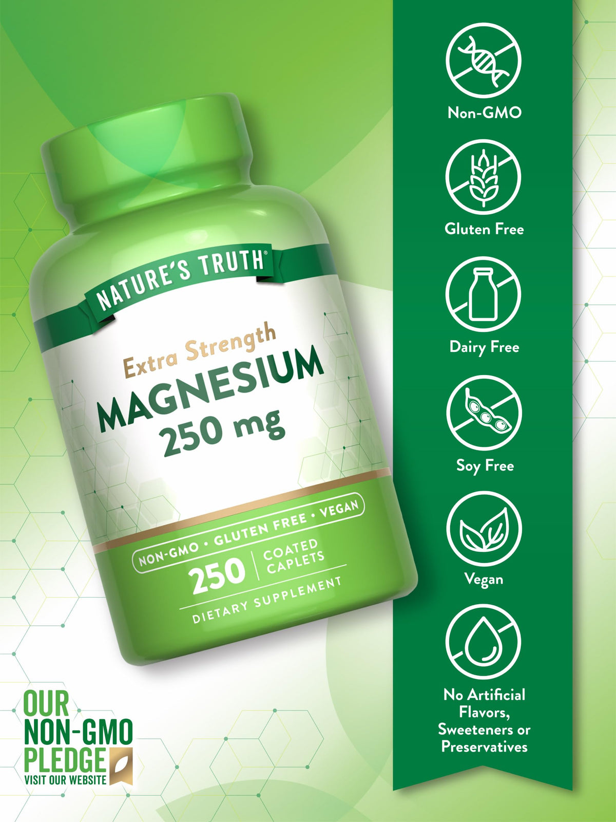 Nature's Truth Magnesium Supplement 250 mg - 250 Caplets - image 3