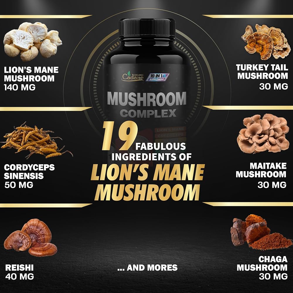 Organic Cadane Mushroom Complex 19-in-1 - 120 Capsules - image 3