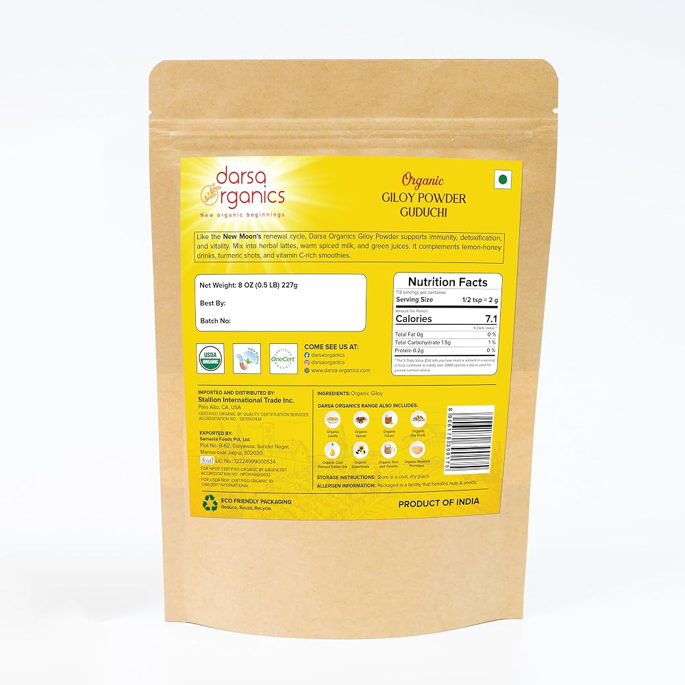 Darsa Organics Giloy Powder Organic Guduchi - 8oz - image 2