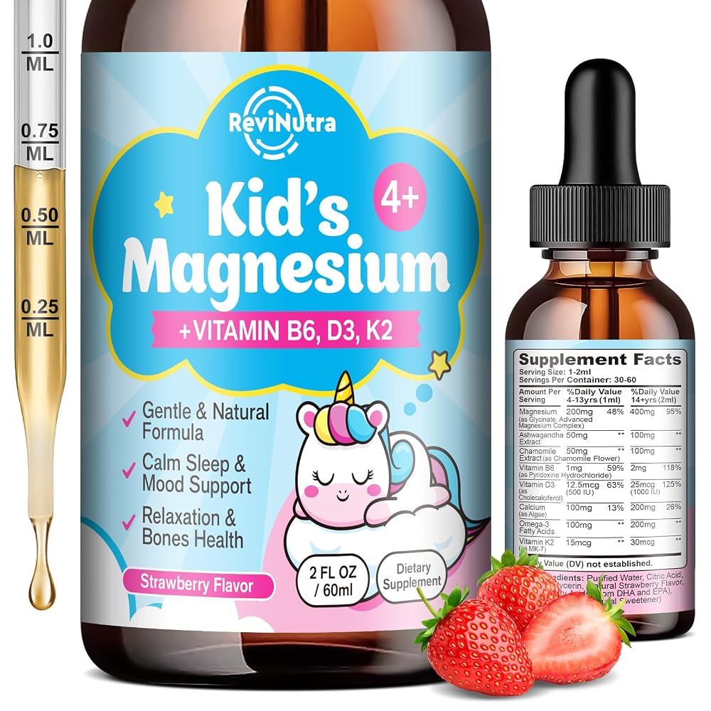 ReviNutra Kids Magnesium Glycinate Liquid Drops with Omega-3