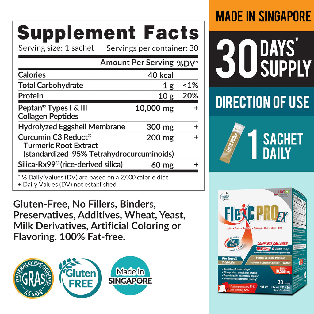 LABO Nutrition FlexC PRO EX Collagen Powder Joint Support - 30 Servings - image 2