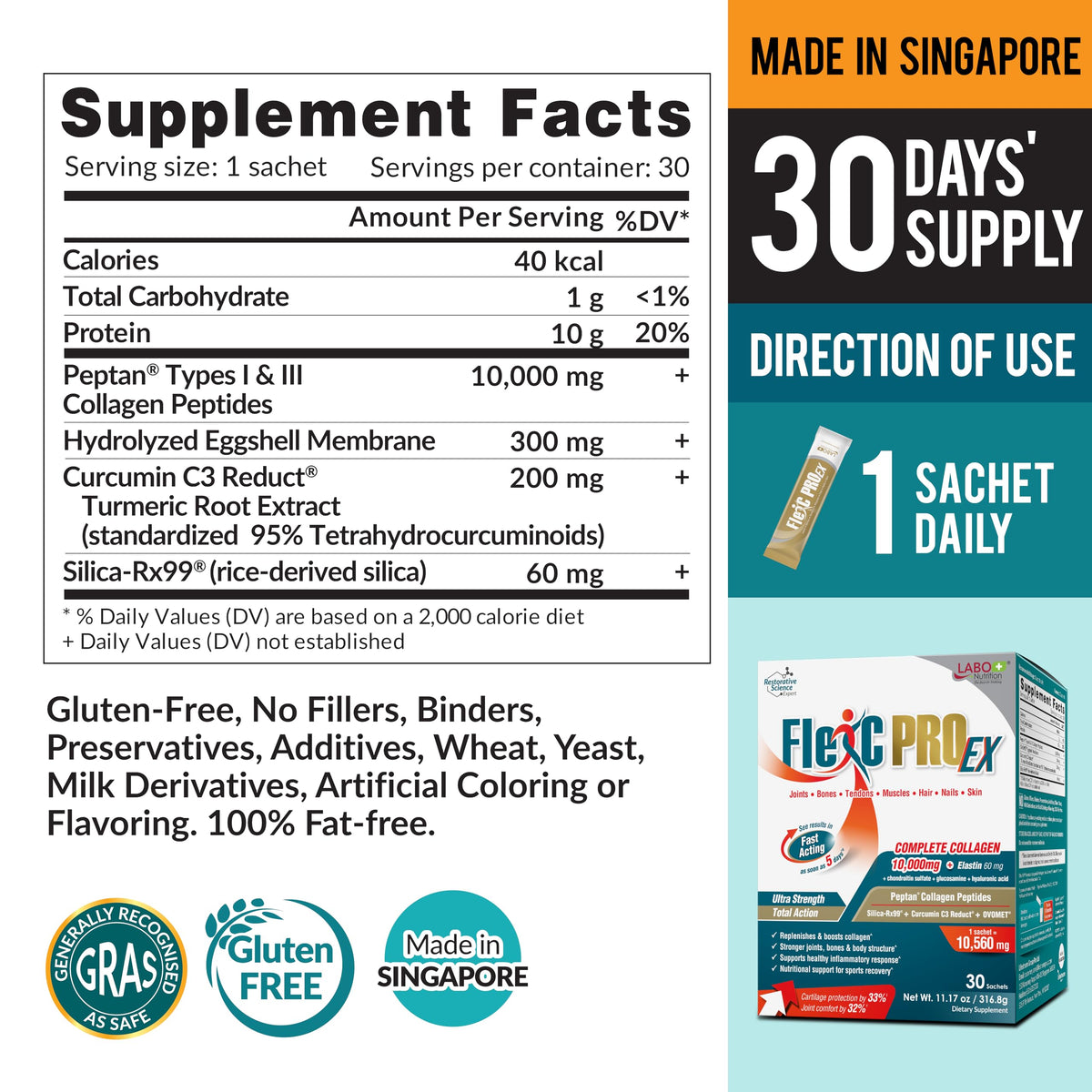 LABO Nutrition FlexC PRO EX Collagen Powder Joint Support - 30 Servings - image 2
