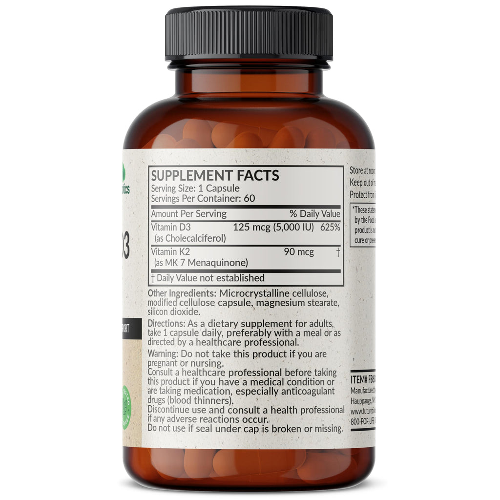 Futurebiotics Vitamin K2 (MK7) with D3 Supplement - Bone and Heart