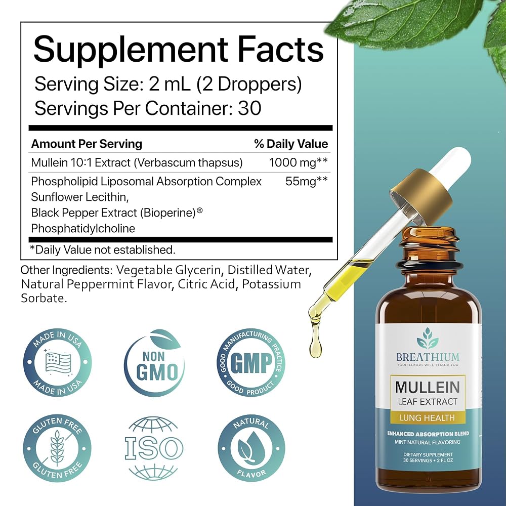BREATHIUM Mullein Drops for Lungs
