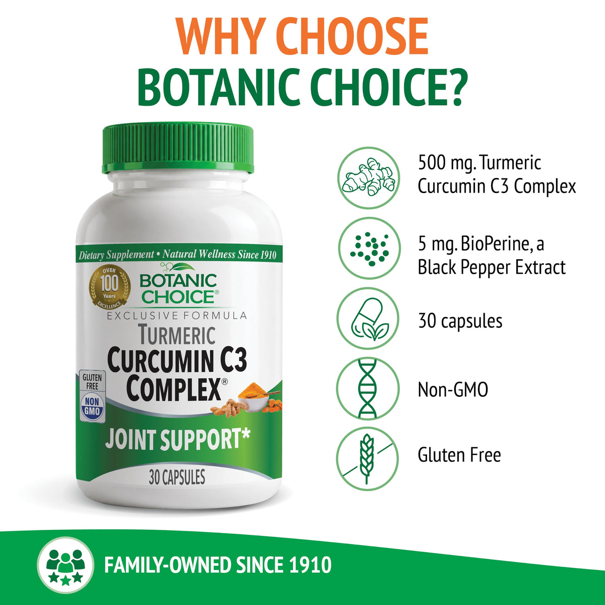 Botanic Choice Curcumin C3 Complex with BioPerine - 30 Capsules - image 3