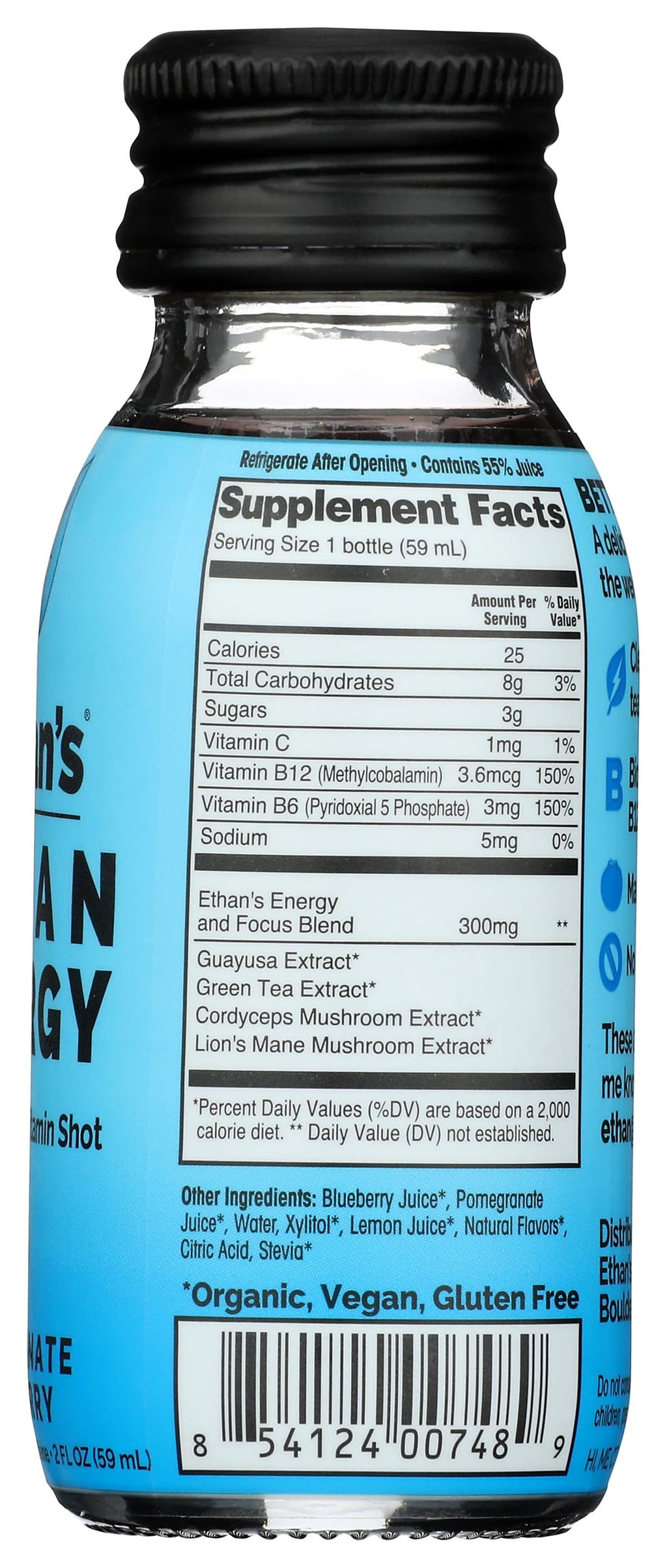 Ethan's Shot Clean Energy Pomegranate Blueberry - 2 Fl Oz - image 7