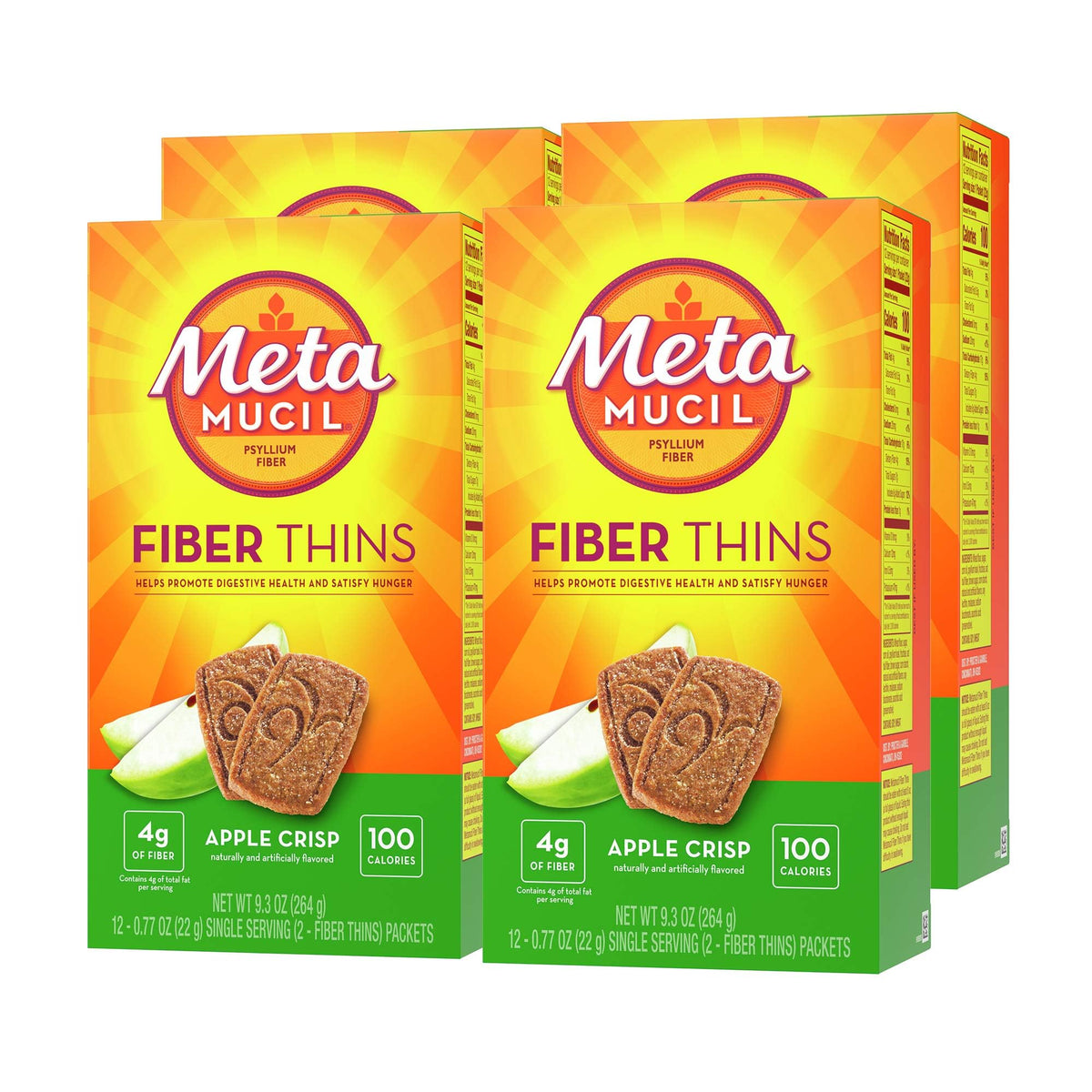 Metamucil Fiber Thins Apple Crisp Psyllium Husk - 48 Servings