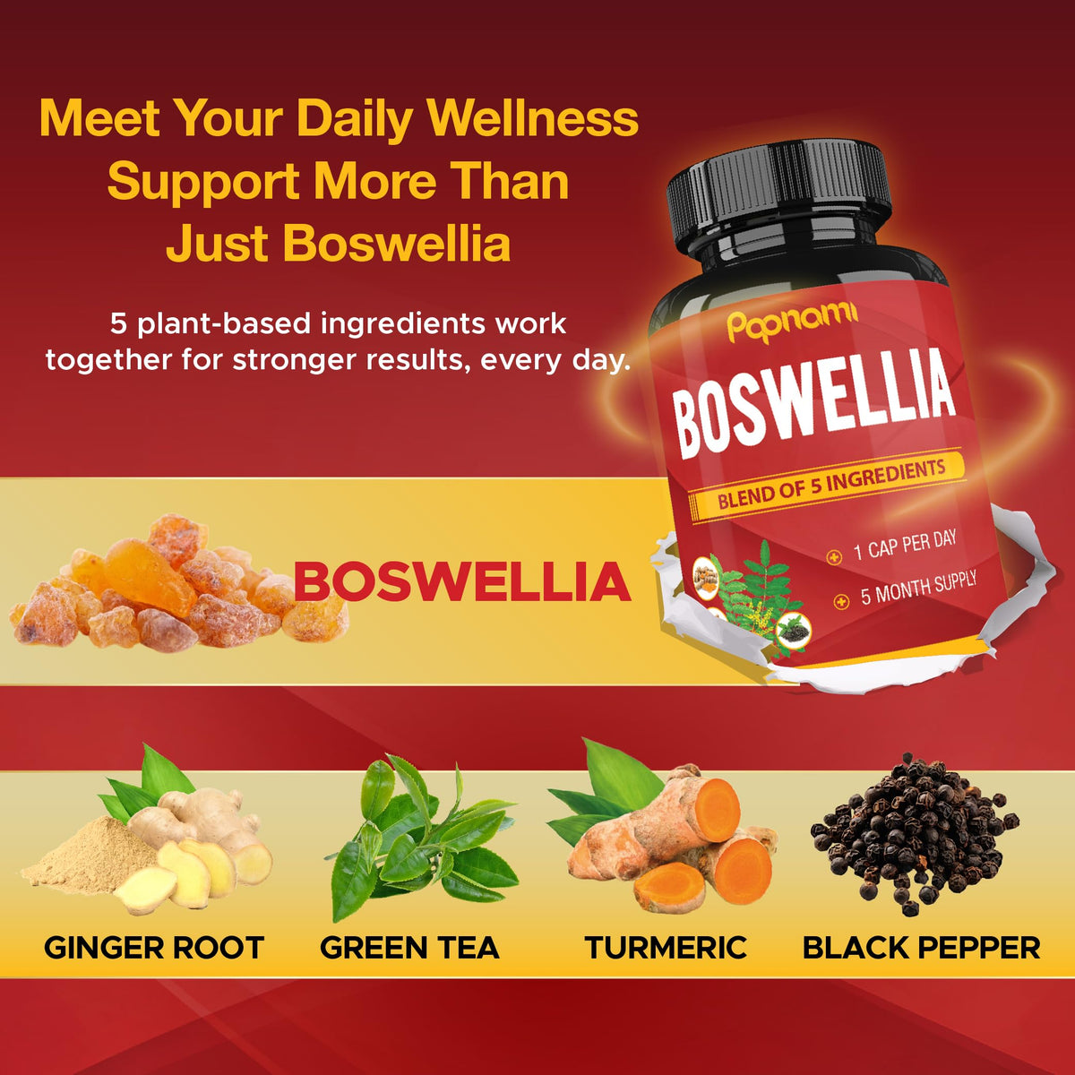 Papnami Boswellia Serrata Extract with Turmeric & Ginger - 150 Capsules - image 4
