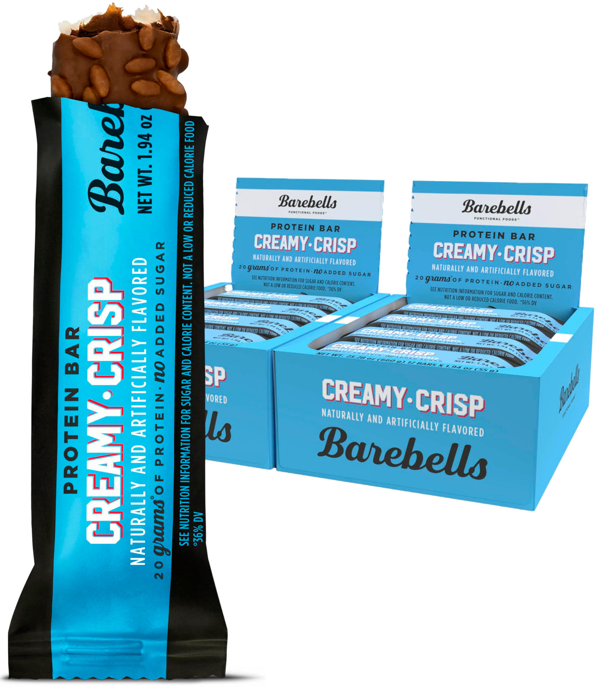 BAREBELLS Creamy Crisp Protein Bars - 24 Count