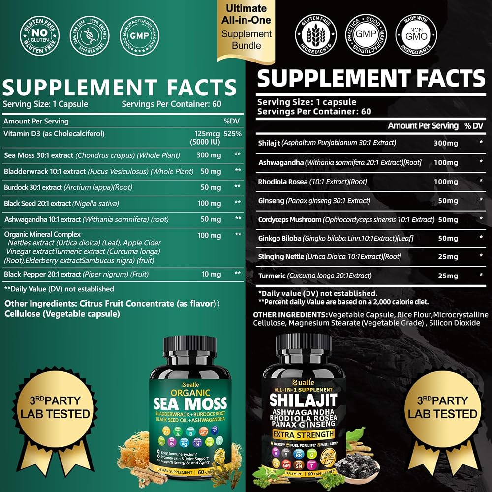 Bualle Shilajit Capsules with Ashwagandha & Ginseng - 120 Capsules - image 3