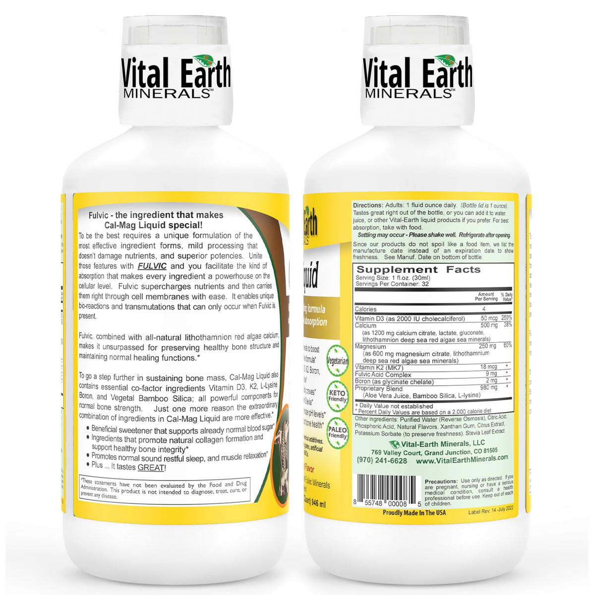 Vital Earth Minerals Cal-Mag Liquid Calcium Magnesium - 32 Fl Oz - image 2