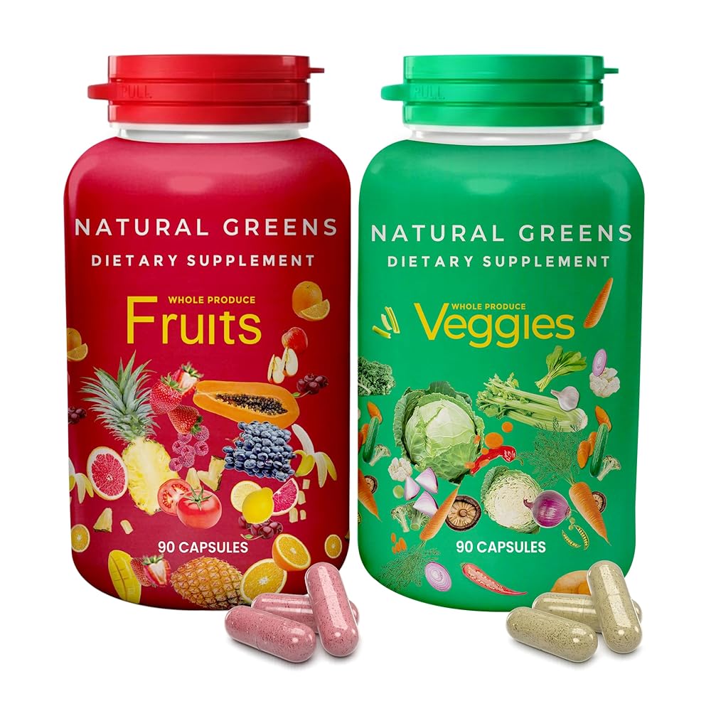 Natural Greens Fruits and Veggies Whole Produce Supplement - 180 Capsules
