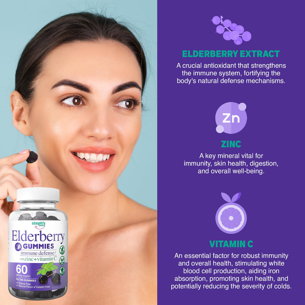 Steph's Pantry Elderberry Gummies with Vitamin C and Zinc - Immune