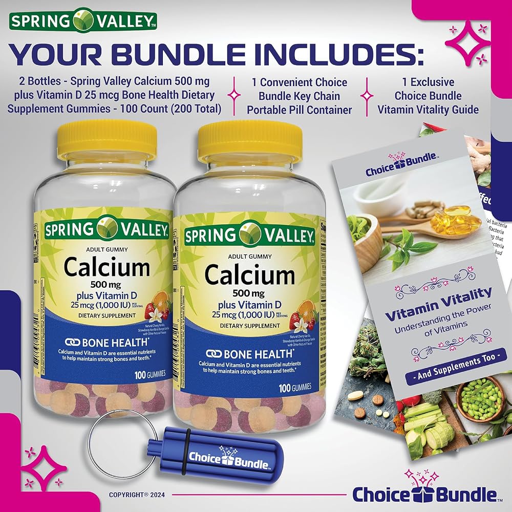 Choice Bundle Spring Valley Calcium 500 mg Plus Vitamin D Gummies - 200 Count - image 2