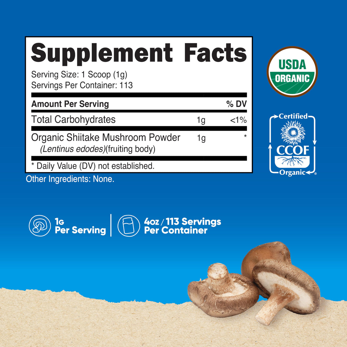 Nutricost UnflavoredPowderShiitake mushroomOrganic