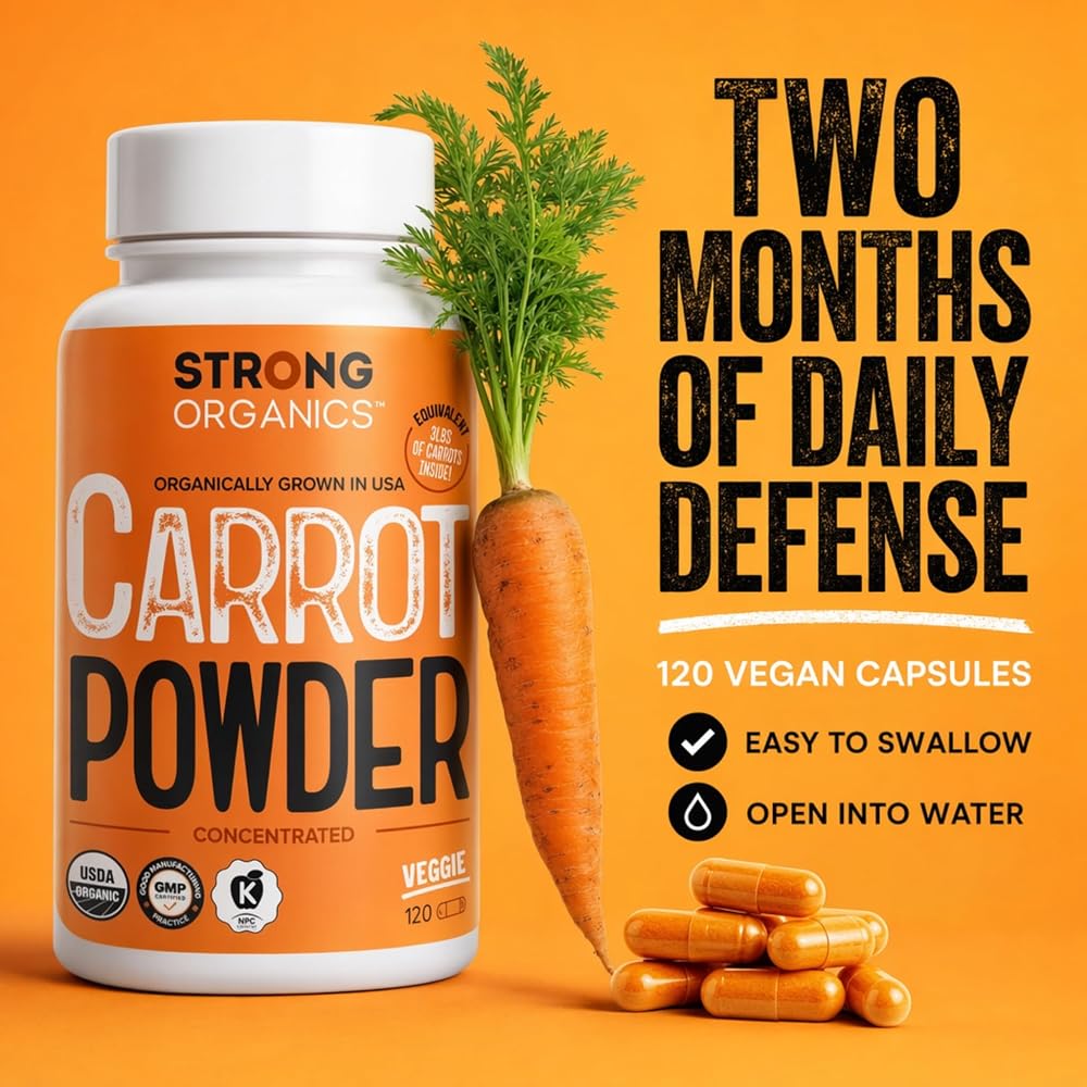 Strong Organics Raw Organic Carrot Juice Powder - 120 Capsules - image 7