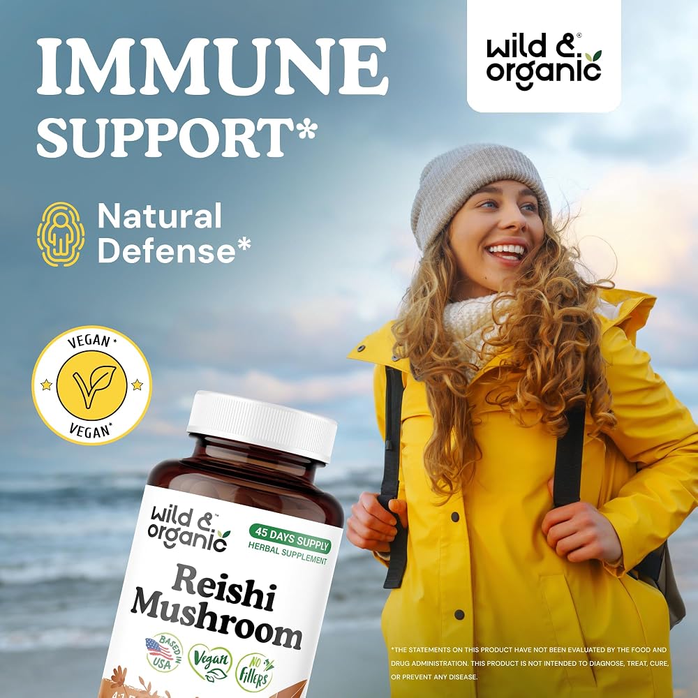 Wild & Organic Reishi Mushroom Capsules 1000mg - Immune Support