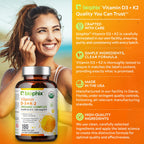 biophix Organic Vitamin D-3 K2 Turmeric - 180 Vegetarian Capsules - image 6