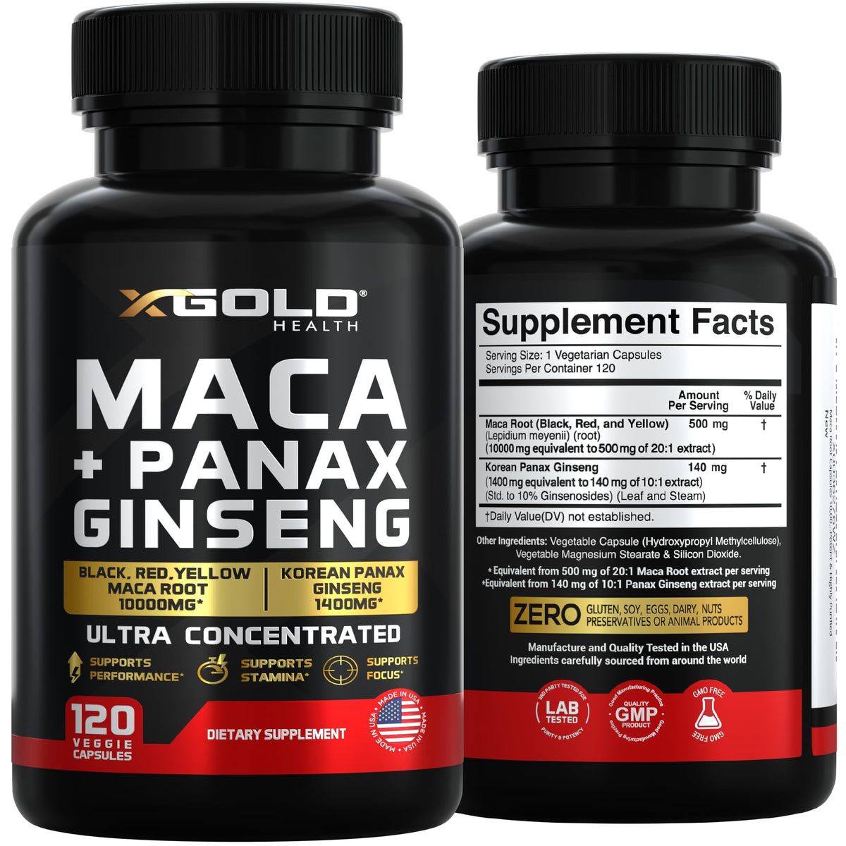 X Gold Health Maca Root & Korean Panax Ginseng Extract - 120 Capsules - image 7