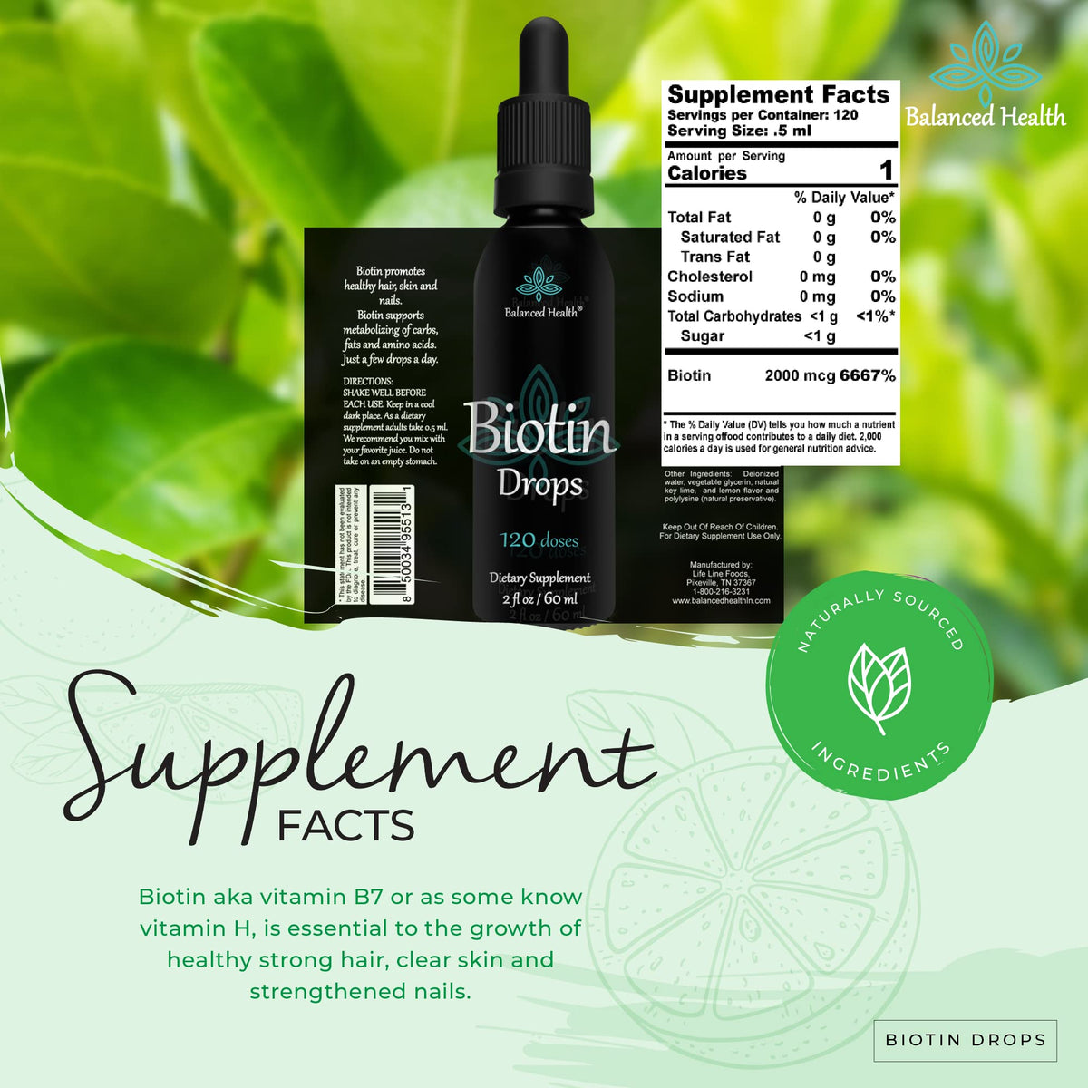 Balanced Health Biotin Drops for Hair, Skin & Nails - 120 Servings - image 6