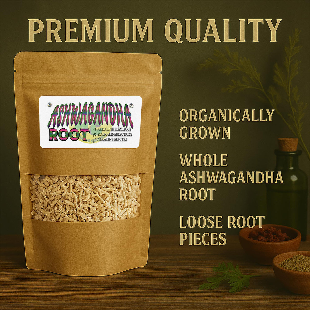 Alkaline Electrics Ashwagandha Root Organic Stress Relief - 4oz - image 4