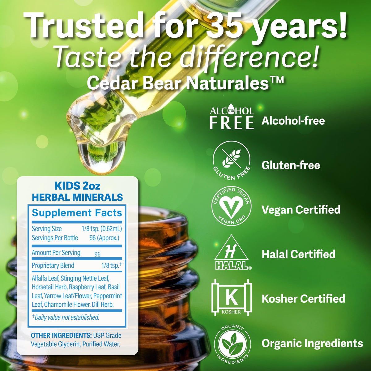 Cedar Bear Naturales Herbal Minerals for Kids Liquid Supplement - 2 Fl Oz - image 2
