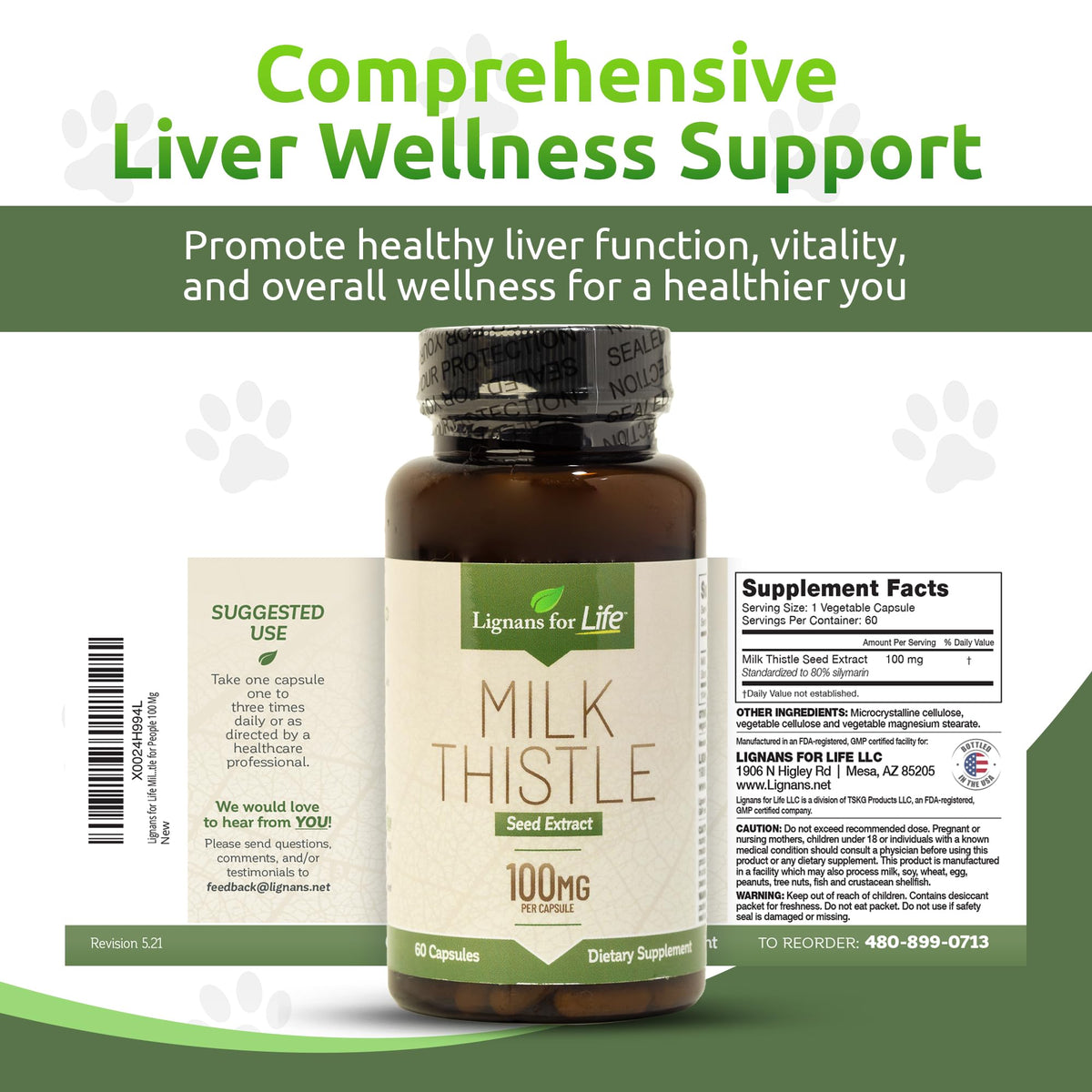 Lignans For Life Milk Thistle Seed Extract Liver Health - 60 Vegetarian Capsules - image 6
