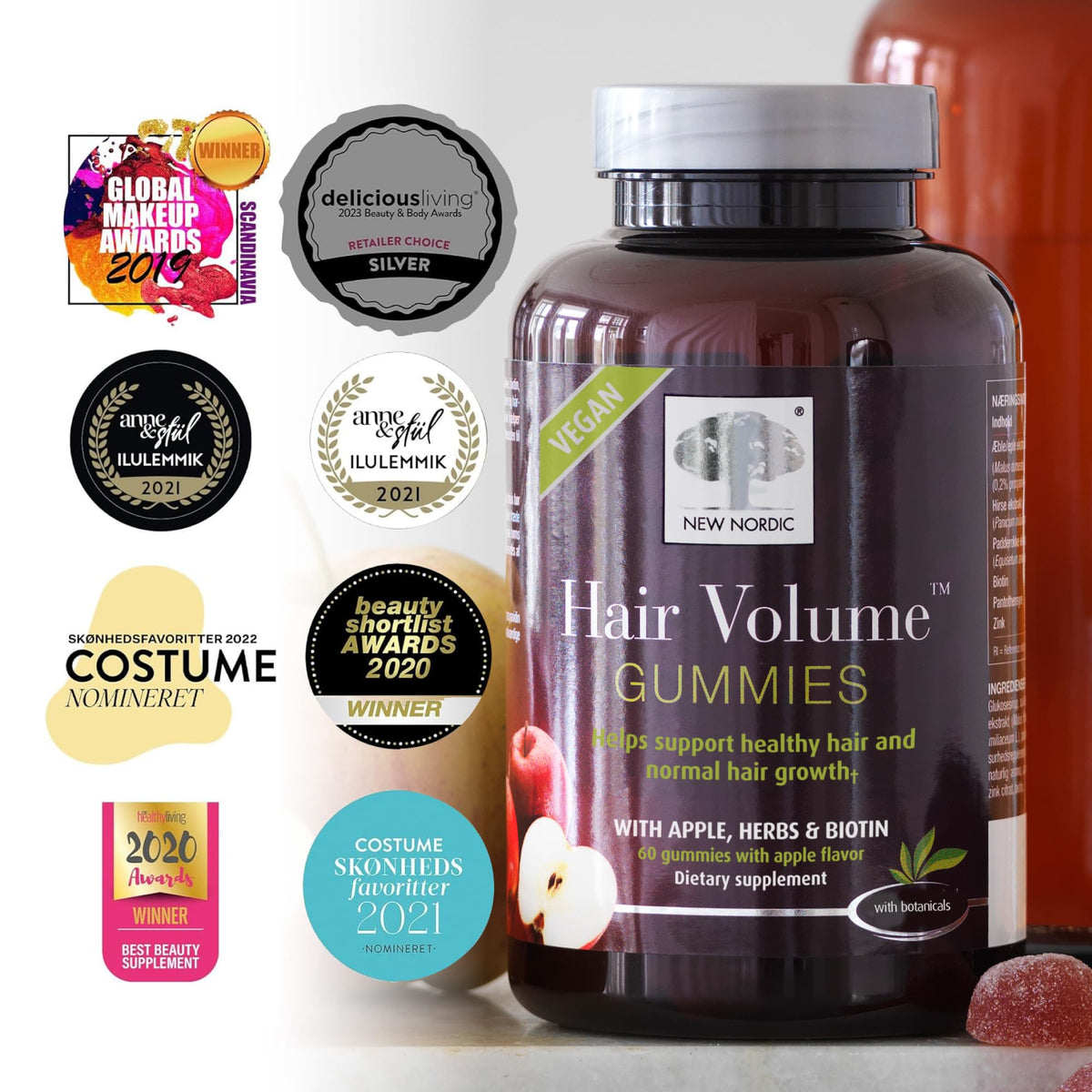 NEW NORDIC Hair Volume Daily Biotin Support Gummies - 180 Count - image 2