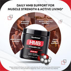 GUDOMET HMB Muscle & Strength 1,500 mg with Vitamin D3 & K2 - 150 Capsules - image 3