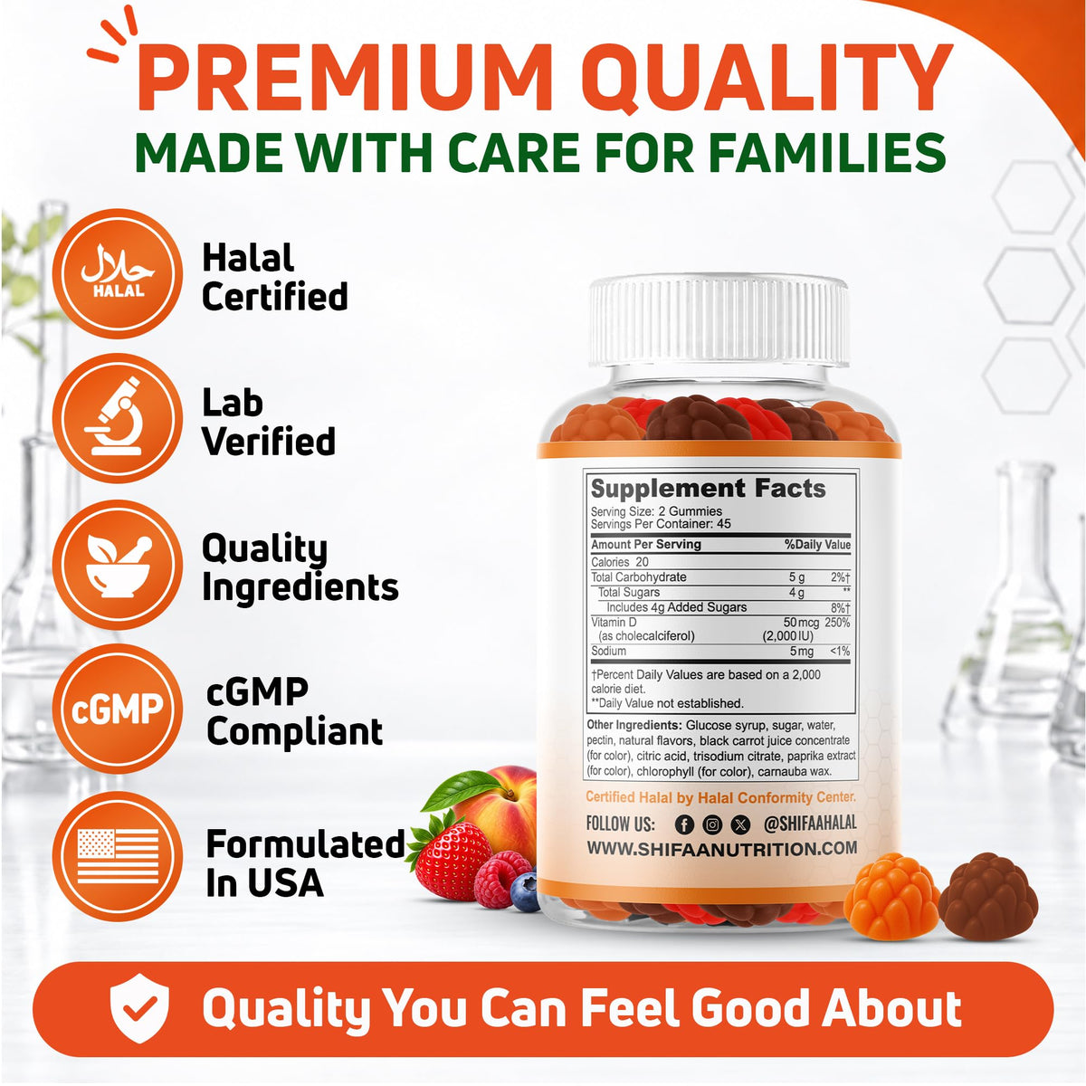SHIFAA NUTRITION Vitamin D3 Gummies for Adults & Kids - 90 Count - image 6