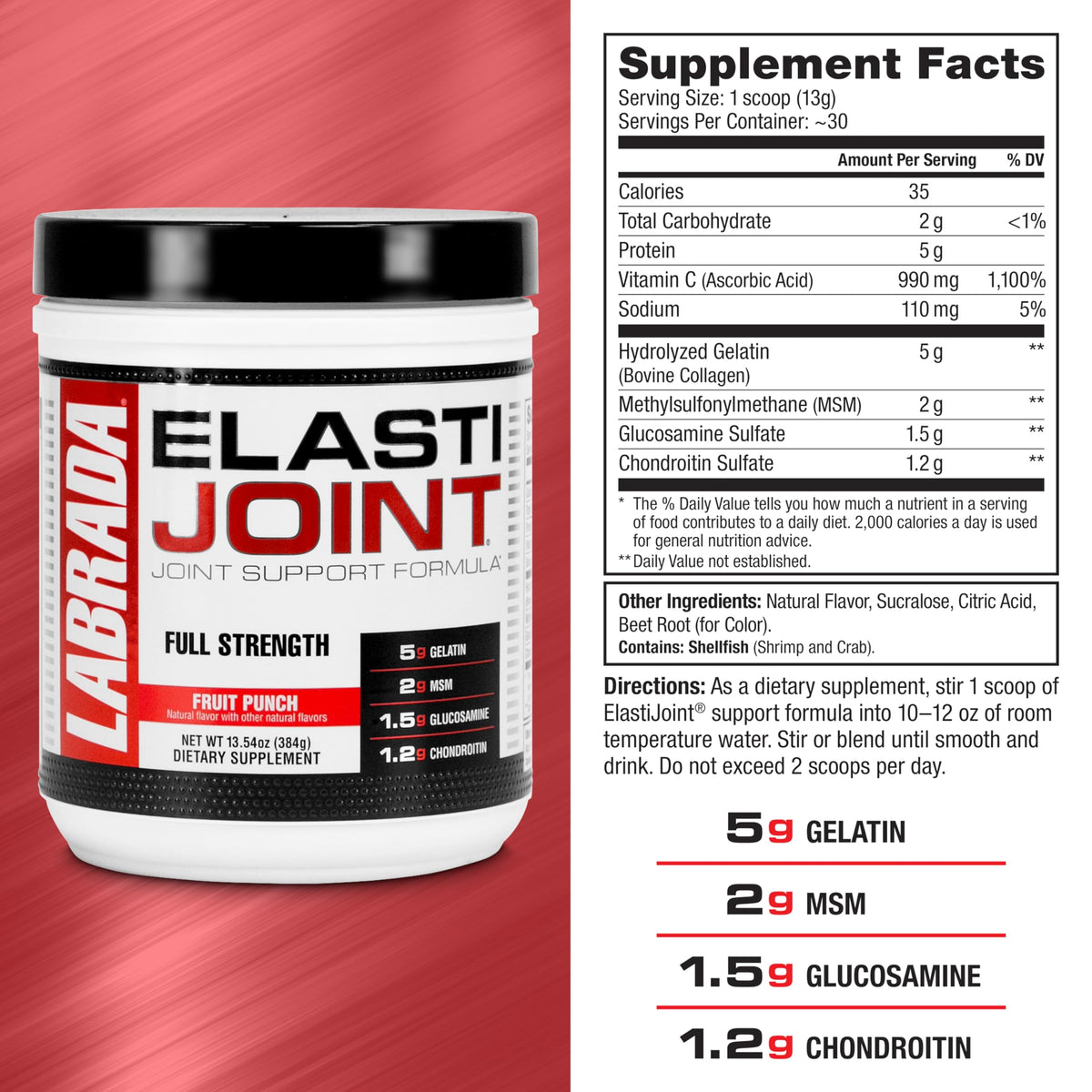 Labrada Elastijoint Joint Support Powder All In One Drink Mix 30