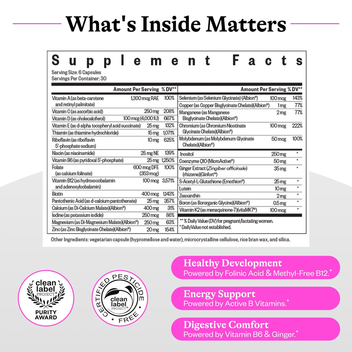 Seeking Health Optimal Prenatal MF Prenatal Vitamin - 180 Capsules - image 2