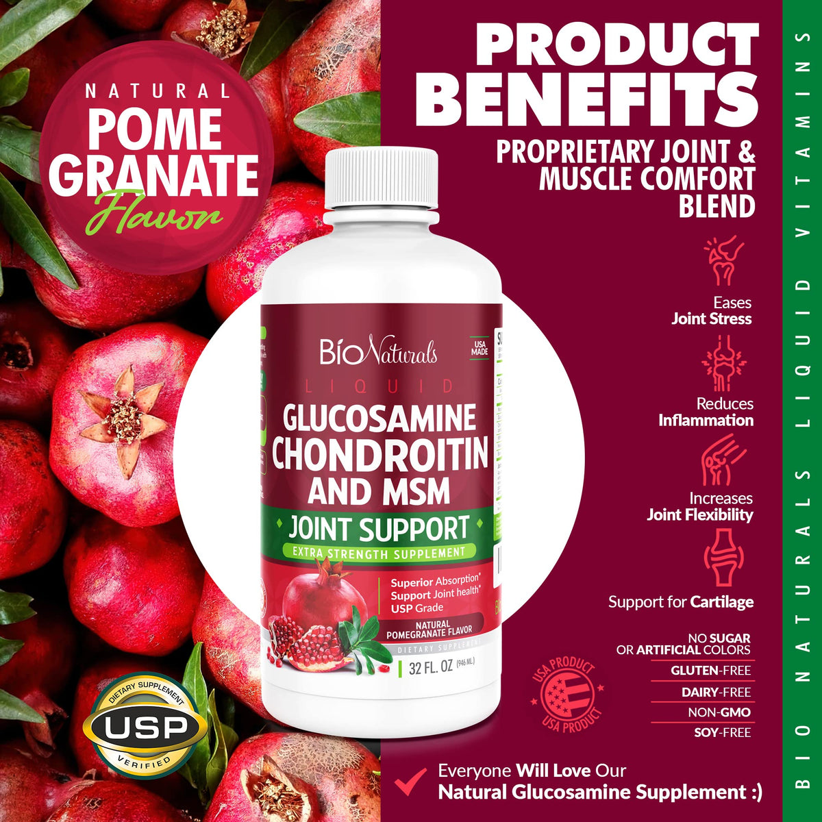 Bio Naturals Glucosamine Chondroitin MSM Liquid Joint Support - 32 fl oz - image 4