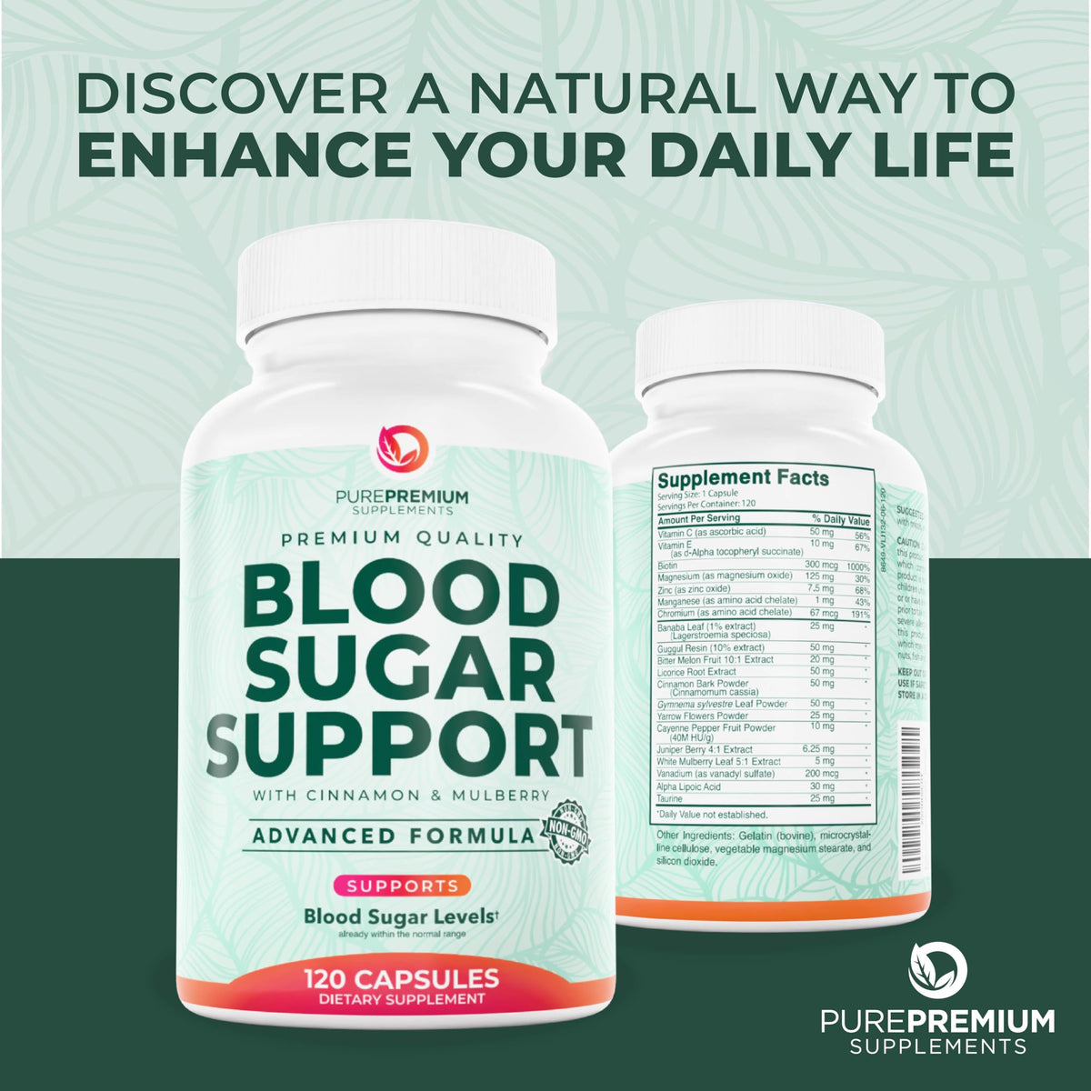 PurePremium Normal Blood Sugar Support Supplement - 120 Capsules - image 8