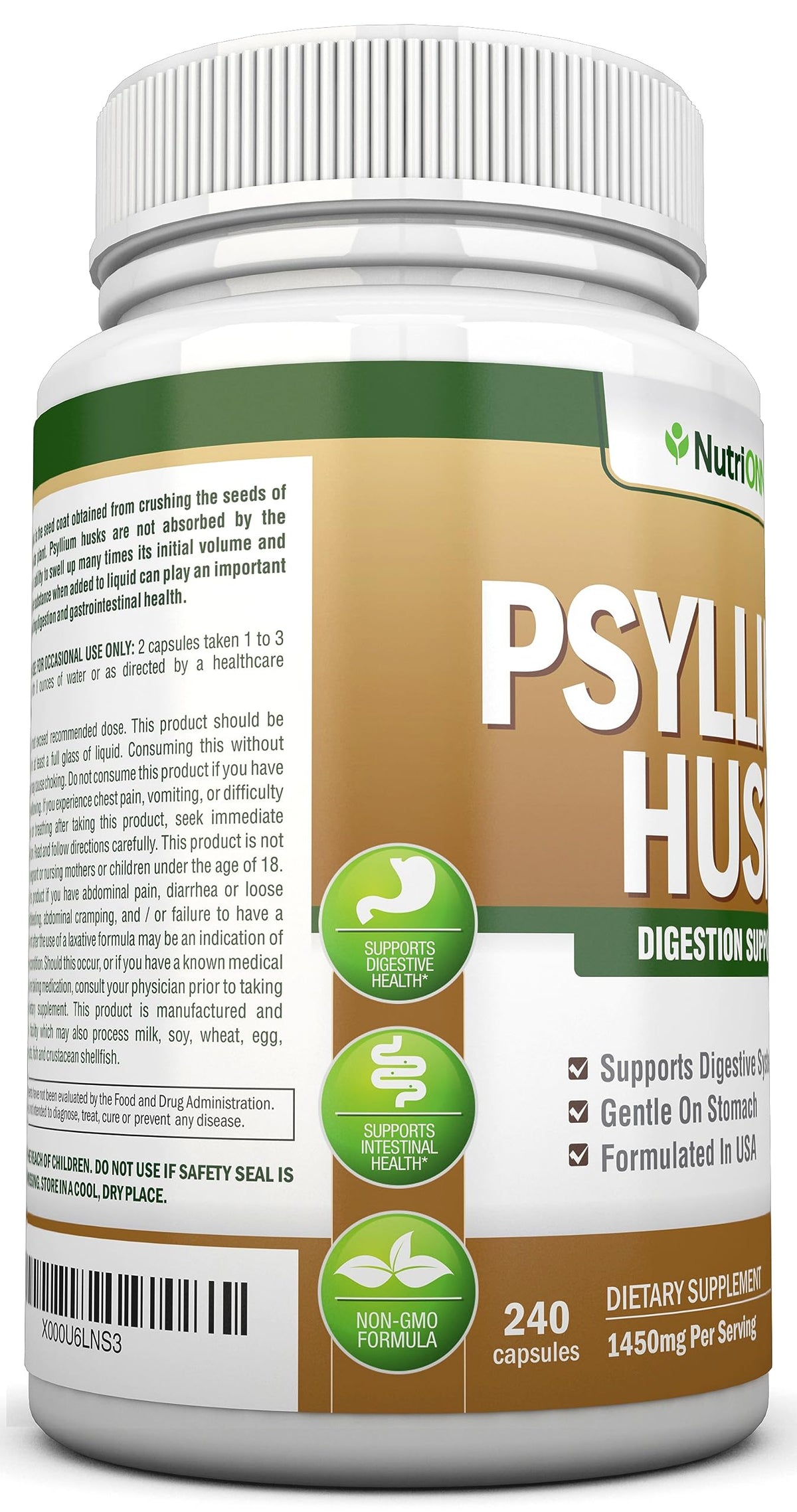 NutriONN Psyllium Husk Capsules 1450mg - 240 Capsules - image 5