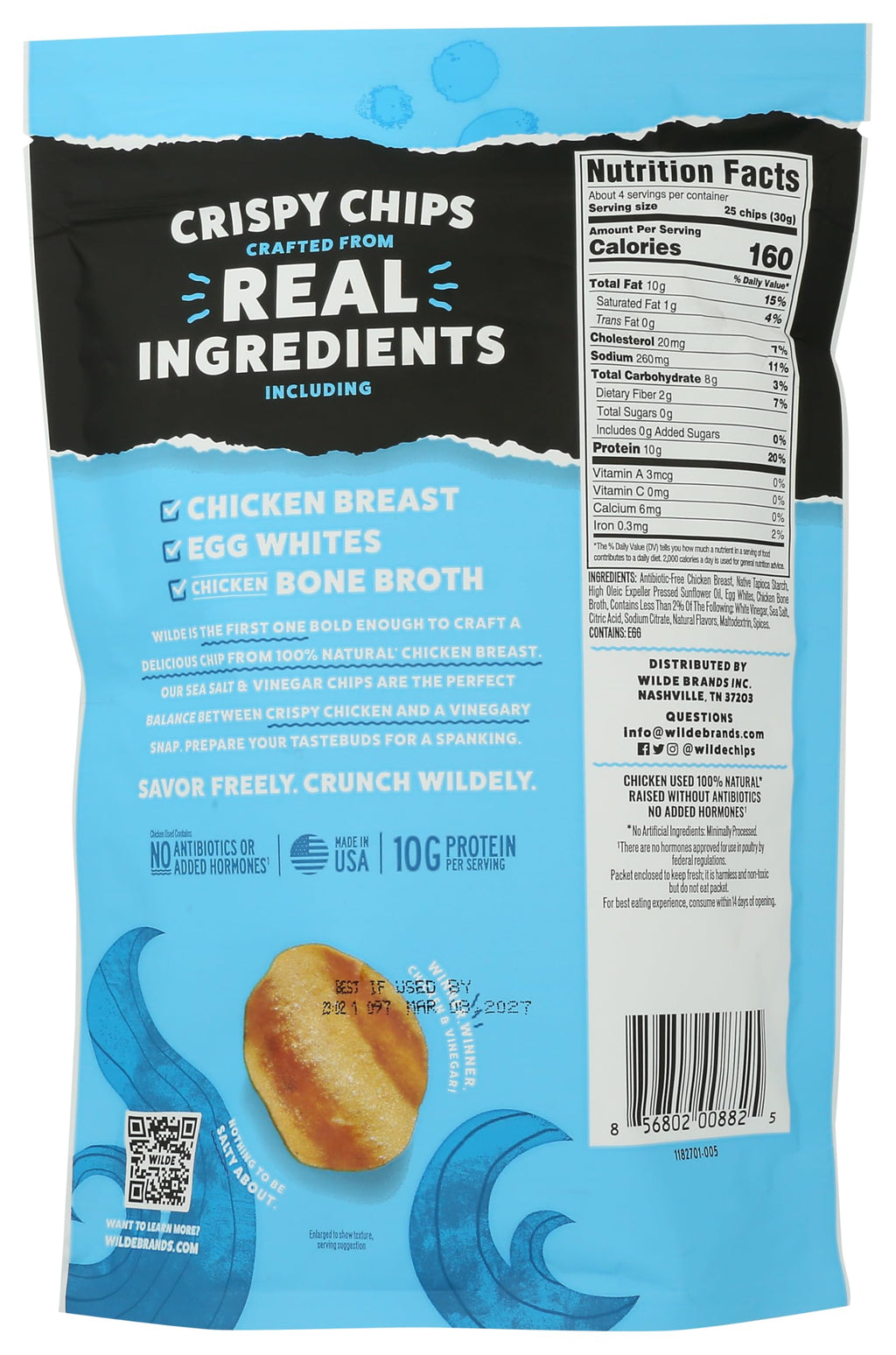 Wilde Chips Sea Salt & Vinegar Protein Chips - 4 oz - image 2