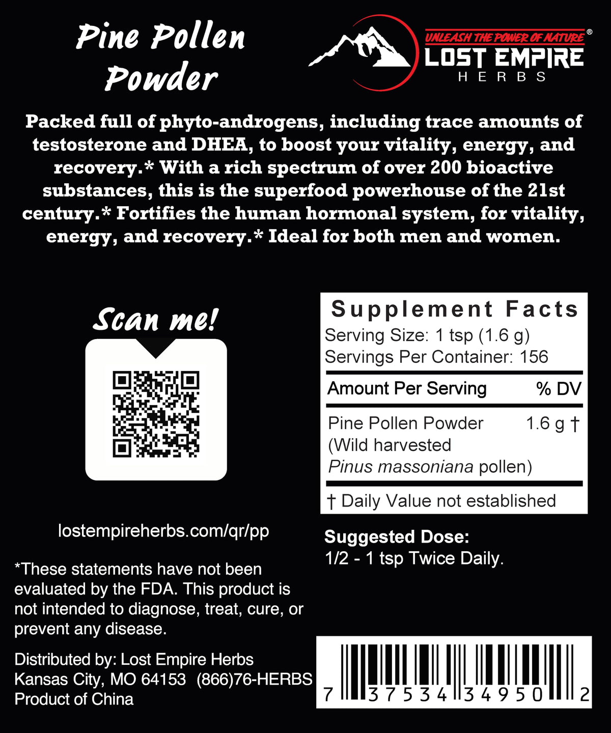 Lost Empire Herbs Pine Pollen Powder - 250 Grams - image 2