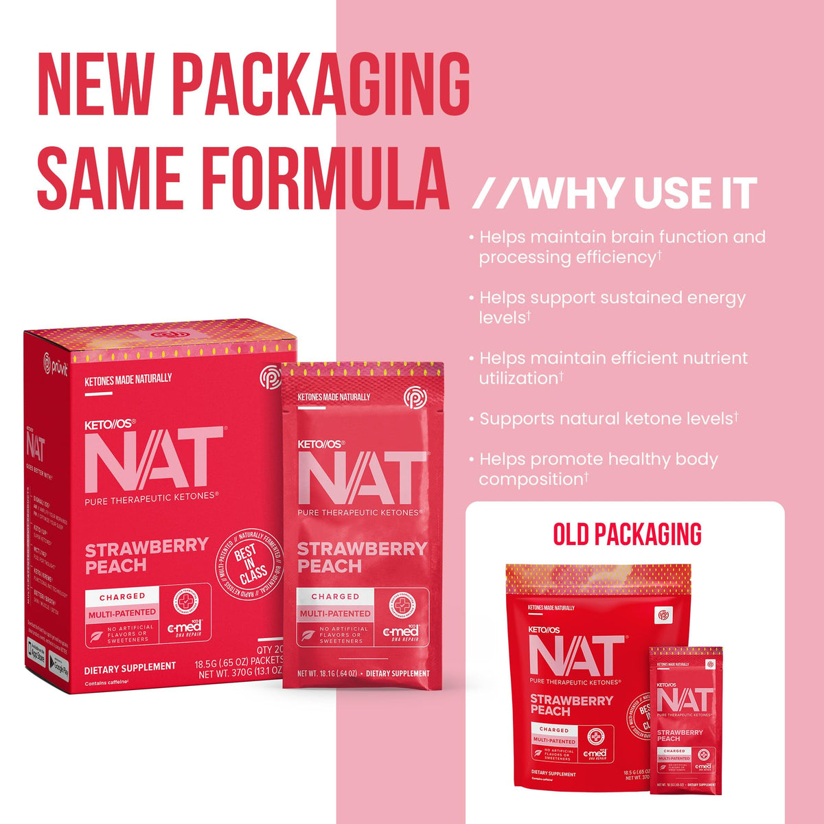 Prüvit Keto//OS NAT Strawberry Peach Charged Drink Mix - 20 Sachets - image 5
