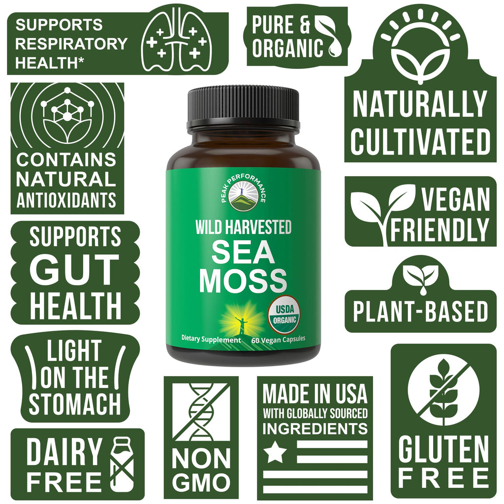Peak Performance Organic Irish Sea Moss Capsules - 60 Count - image 3