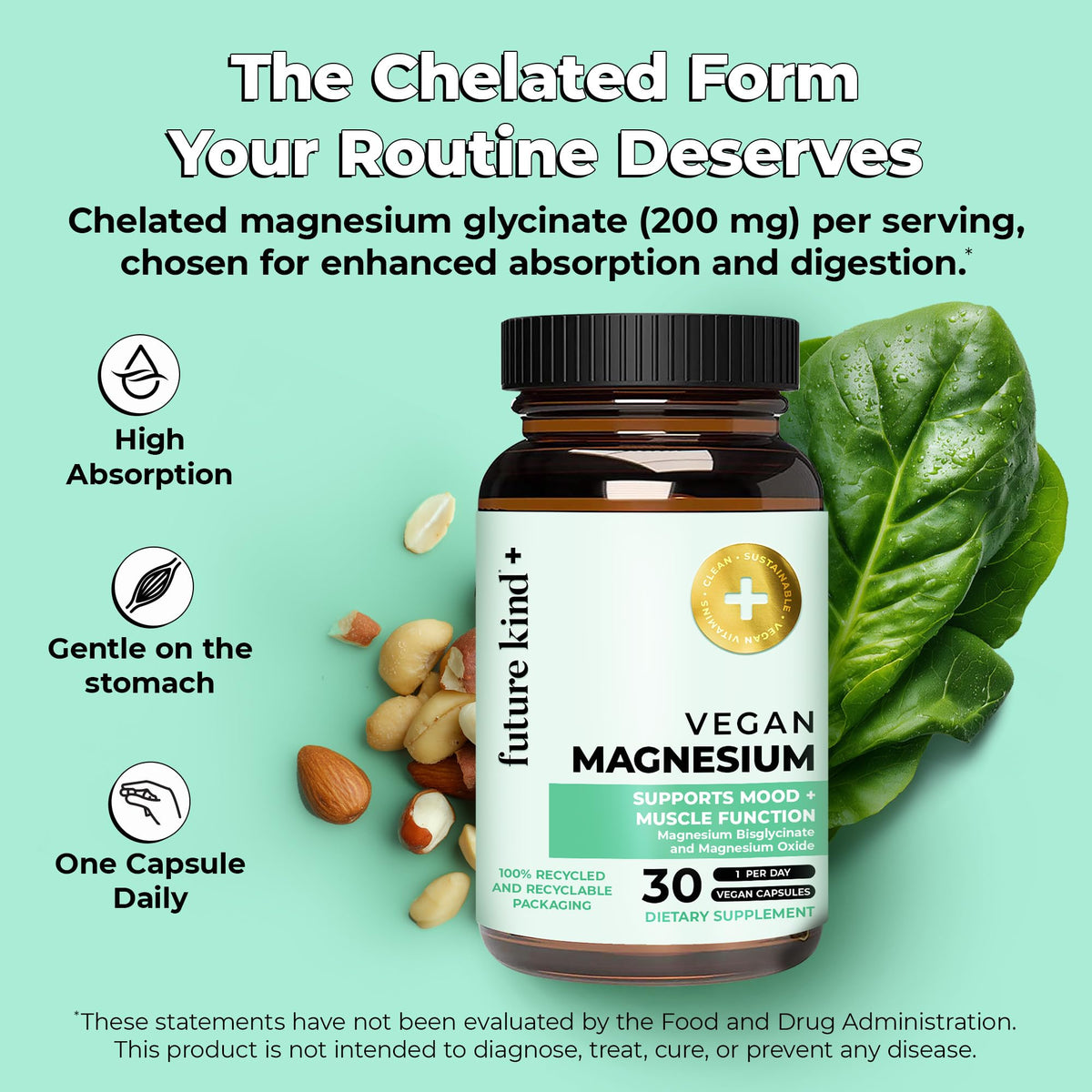 Future Kind Magnesium Glycinate for Sleep & Energy - 30 Capsules - image 2
