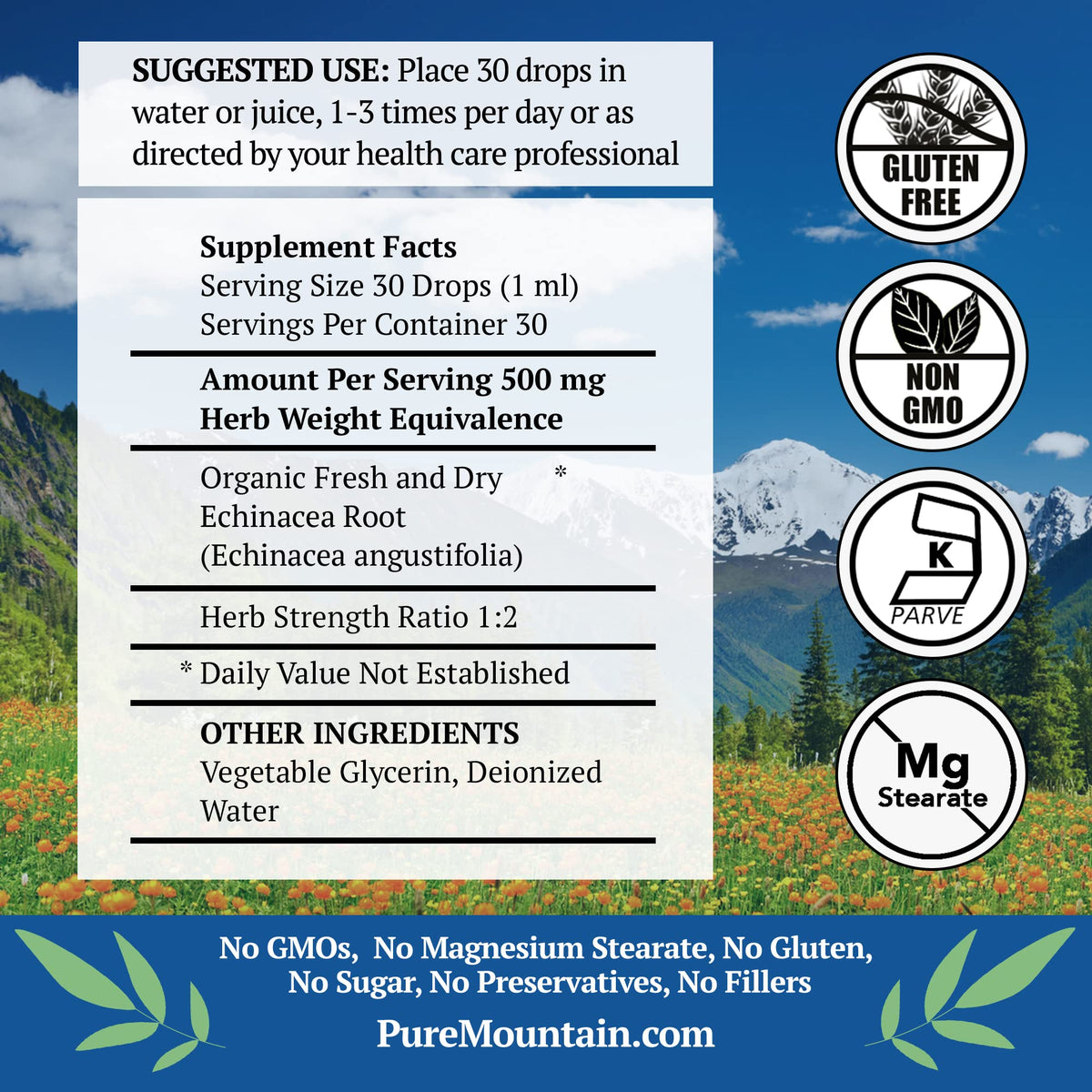 Pure Mountain Botanicals Echinacea Drops Immune Support - 1 oz - image 2