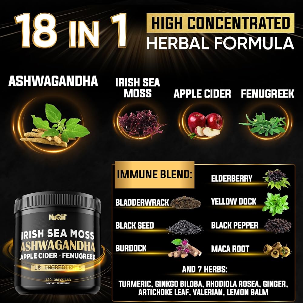 NUQIIT Organic Ashwagandha Capsules with Sea Moss & Apple Cider Vinegar - image 3