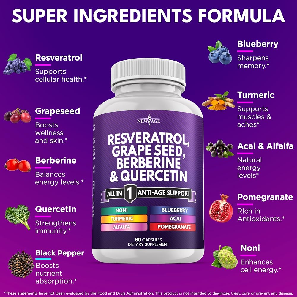NEW AGE Resveratrol Polyphenol Supplement - 120 Capsules - image 2