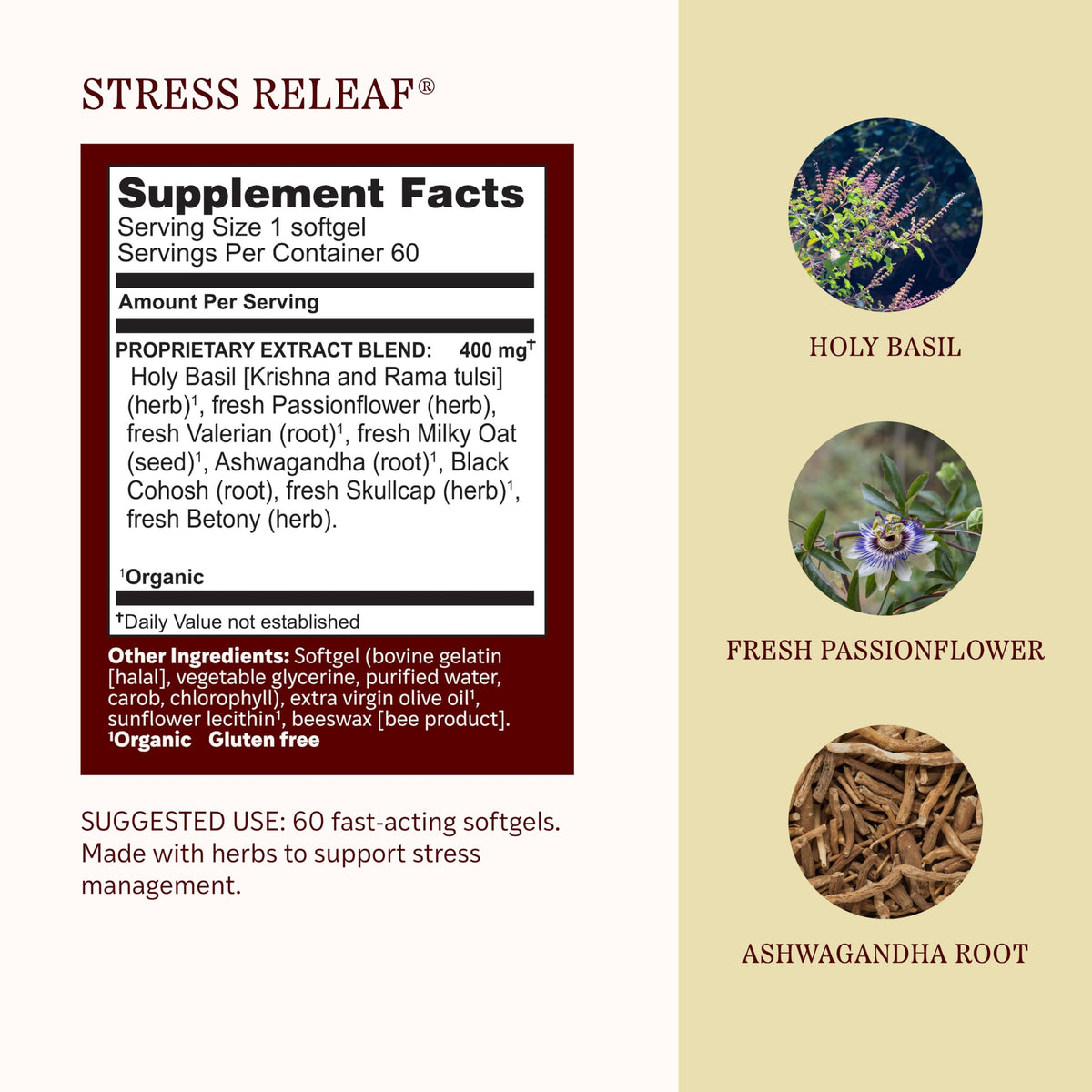 Herbs Etc. Stress ReLeaf Softgels Organic - 60 Softgels - image 4