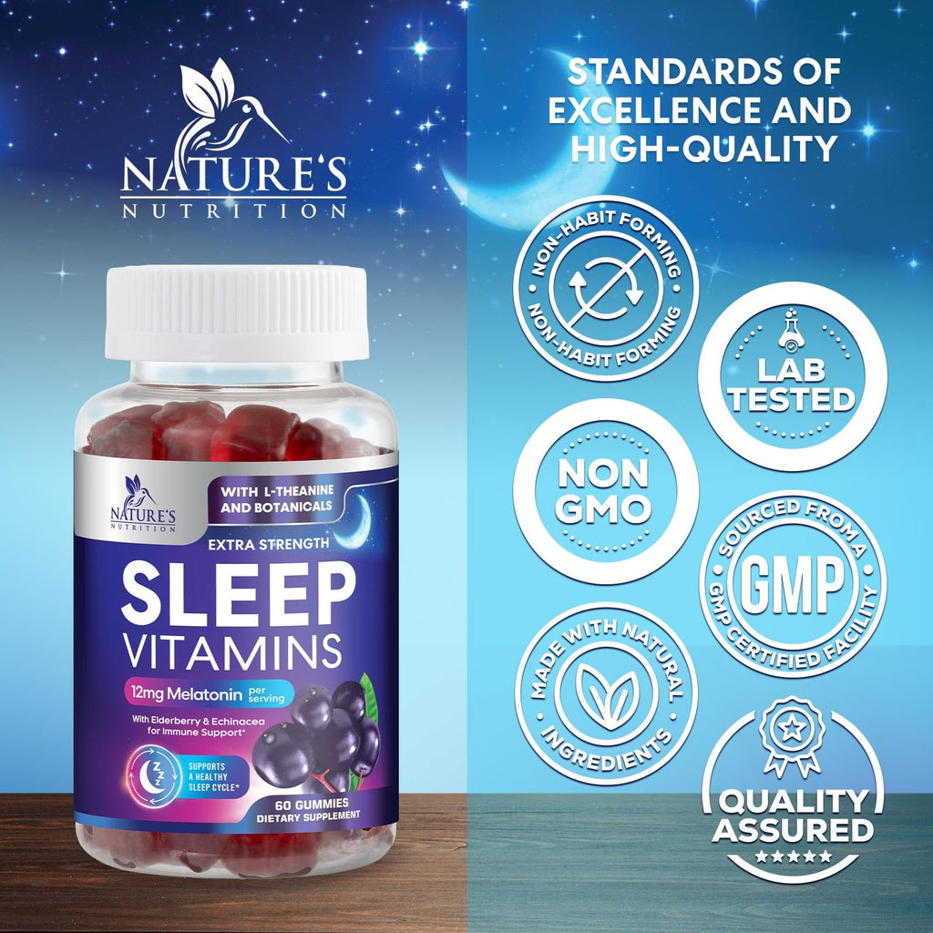 Nature's Nutrition Sleep Gummies 12 mg Melatonin - 60 Gummies - image 4