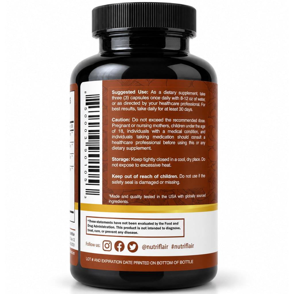 NutriFlair 10 Mushroom Complex Supplement 2600mg - 90 Capsules - image 5