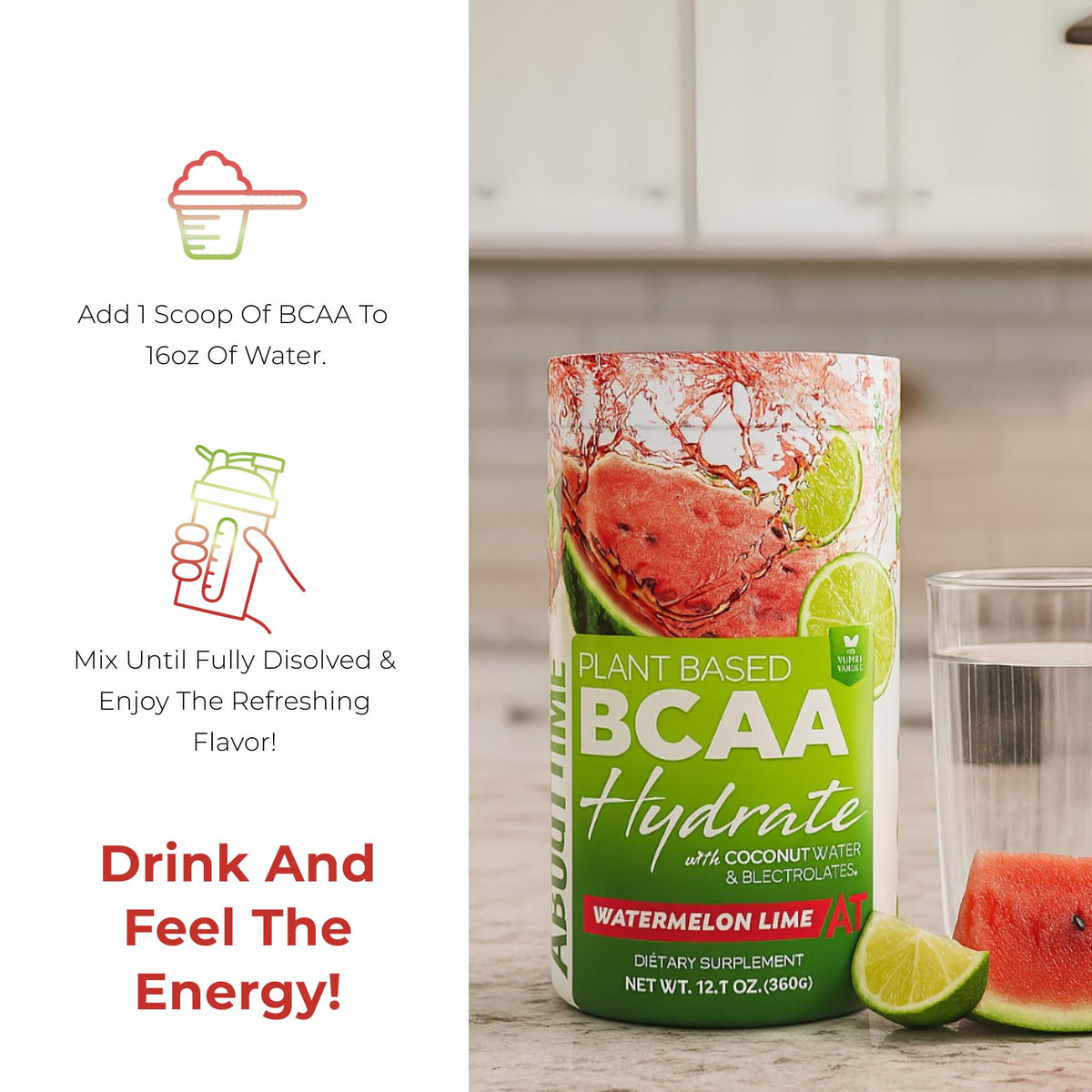 About Time BCAA Hydration Watermelon Lime Powder - 12.7 oz - image 6